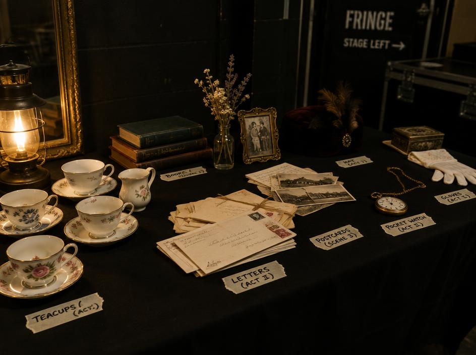 A props table backstage